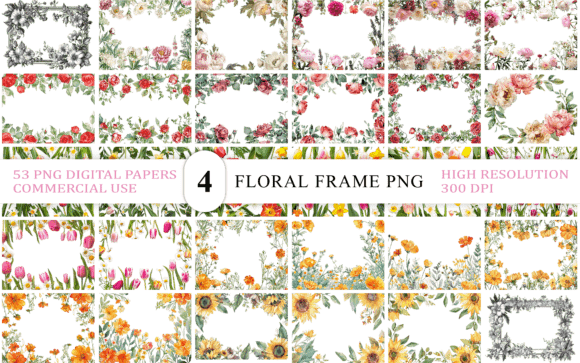 Download Vintage Floral Frame PNG Transparent - Premium Resources