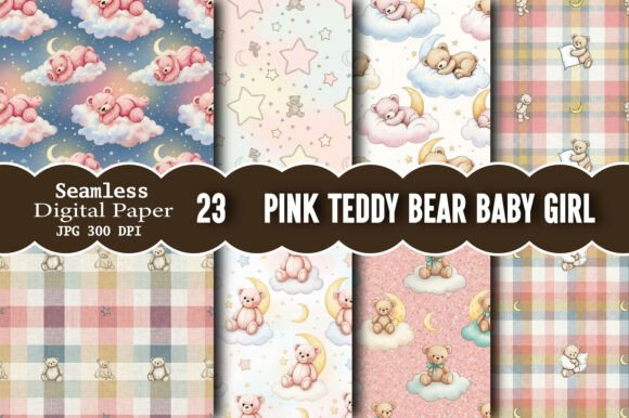 Download Pink Teddy Bear Baby Girl Pattern - Baby girl Collection